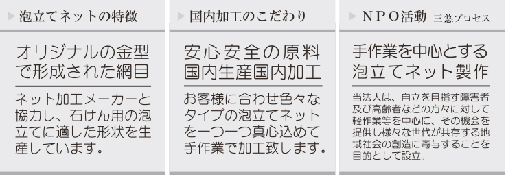 弊社泡立つネットのこだわりのポイント！